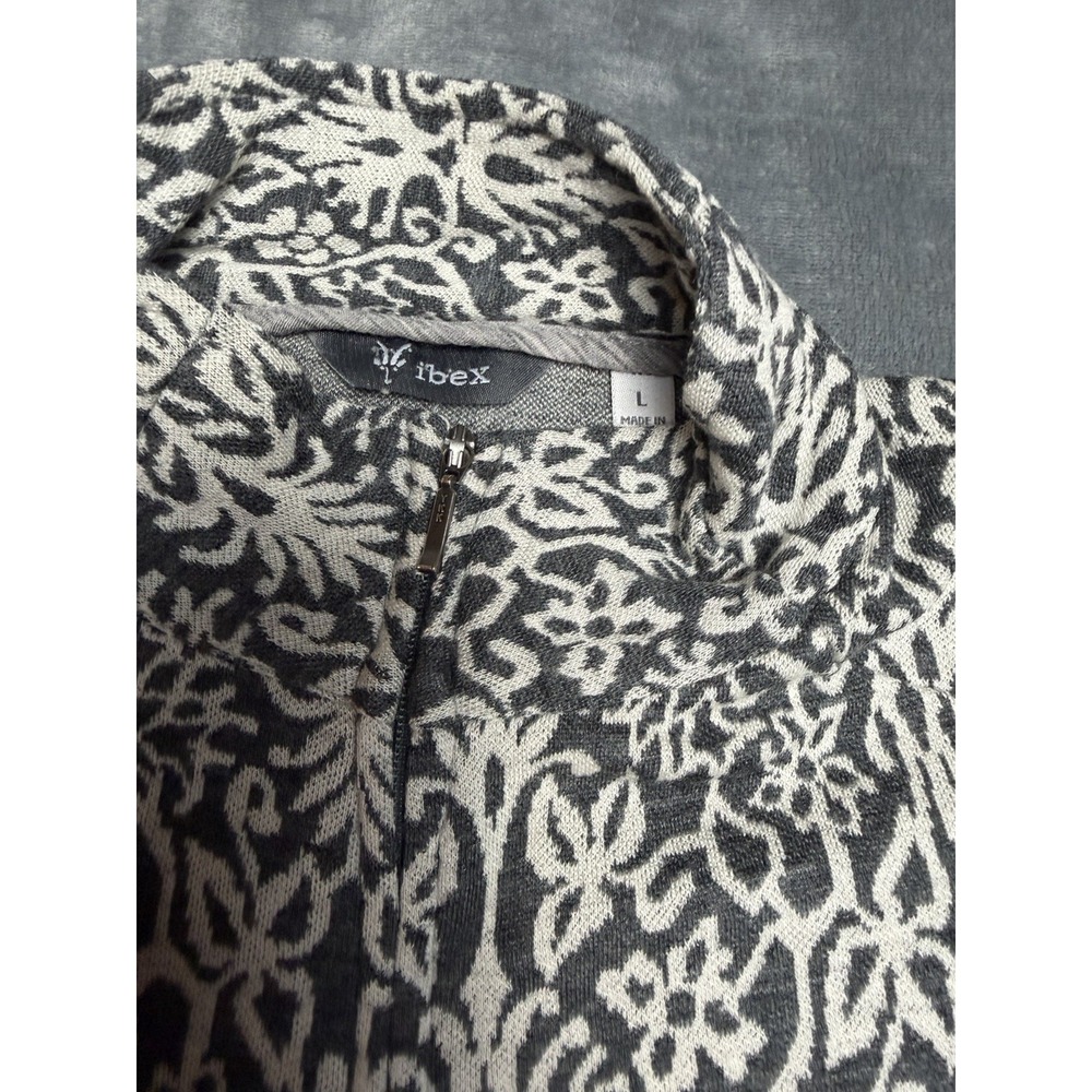 Ibex Merino Wool Patterned Full Zip Women's Sweater Jacket Large - Picture 3 of 12